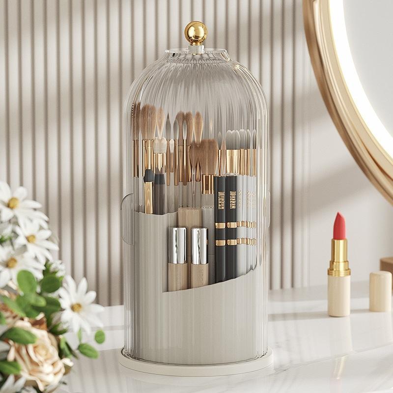 Clear Makeup Brush Storage Box, 360 Degree Rotatable Makeup Brush Holder, Makeup Brush Organizer for Home & Travel, Christmas, Christmas Gift