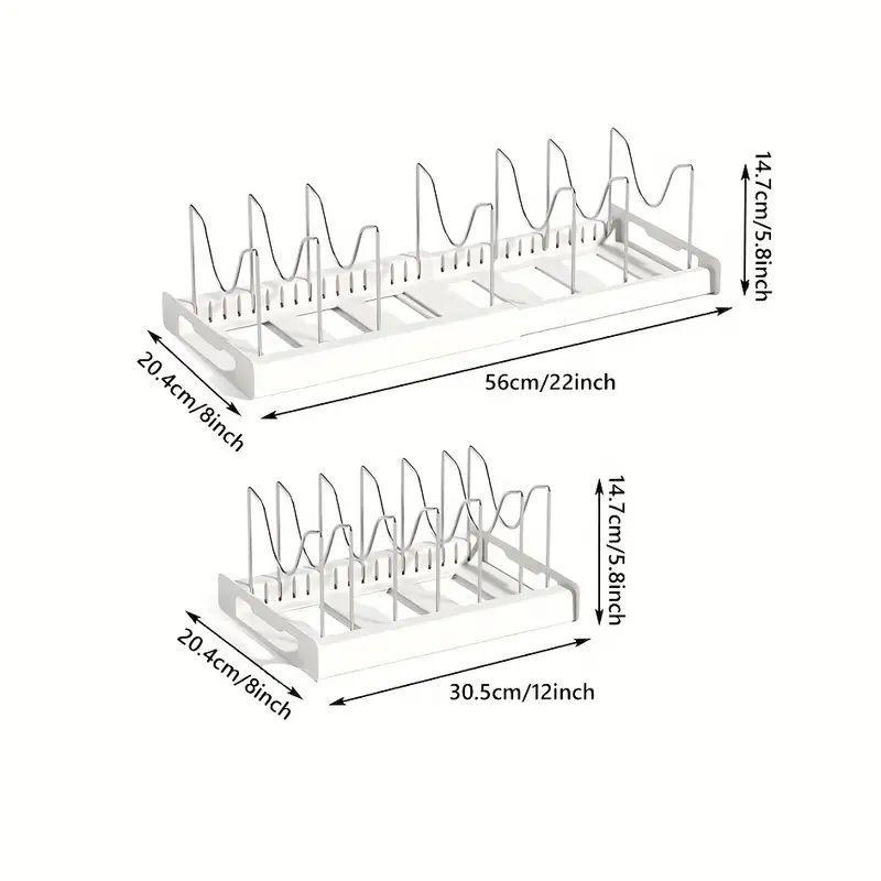 Kitchen Pot Storage Rack, 1 Count Retractable Pot Holder, Cabinet Built-in Sink Under Pot Holder, Adjustable Pot Pan and Lid Storage Rack