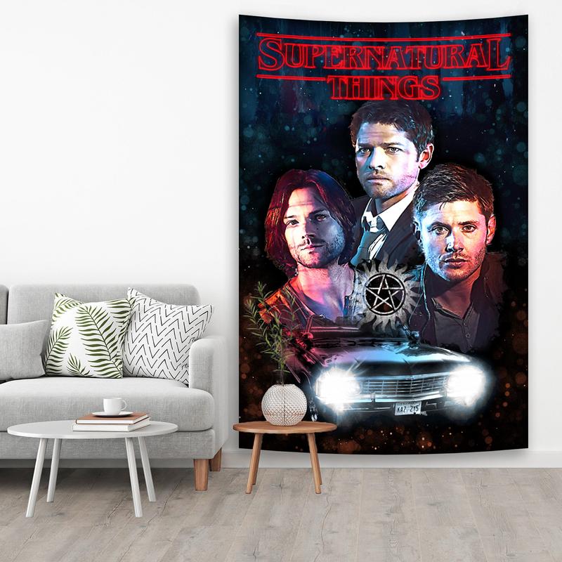 Classic Tv Supernaturals Characters Winchester Brothers Psychedelic Tapestry Boho Hanging Decor Summer Beach Towel Shawls tapestry for bedroom University Dormitory