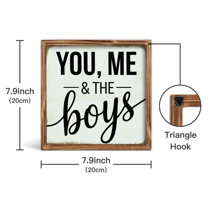 You, Me & The Boys Wooden Sign, Modern Wall Art Decoration, Wall Decor for Home Farmhouse Living Room, Gift for Friend