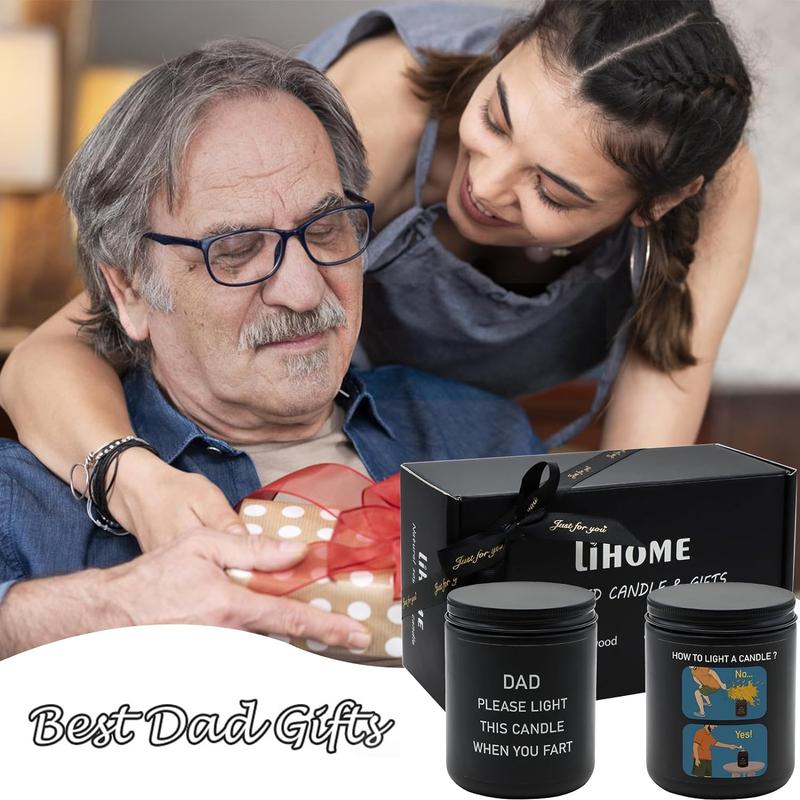 Gifts for Dad from Daughter Son - Best Dad Ever Gifts, Funny Fathers Day & Birthday &Thanksgiving & Christmas Gifts, Scented Candle Set(Sandalwood, Wooden Pine)