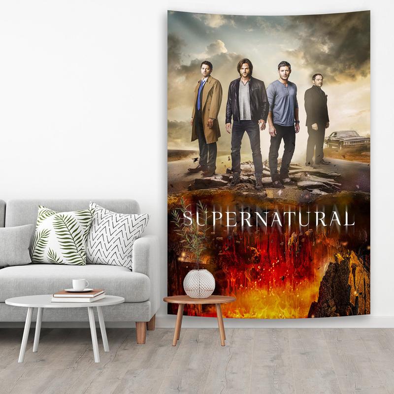 Classic Tv Supernaturals Characters Winchester Brothers Psychedelic Tapestry Boho Hanging Decor Summer Beach Towel Shawls tapestry for bedroom University Dormitory