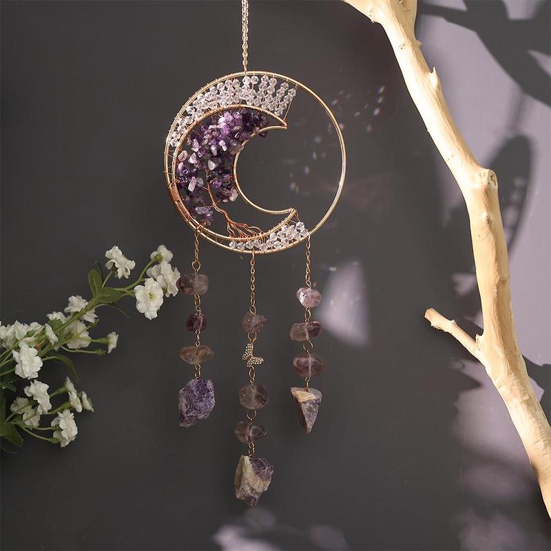 Crystal Sun Catcher, 1 Count Mini Tree Of Life Sun Catcher, Hanging Ornament for Home Living Room Bedroom Office Car, Home Decor