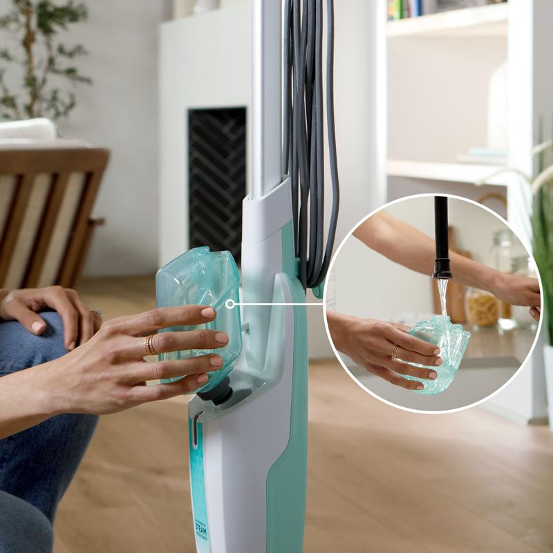 Shark S1000 Steam Mop with 2 Dirt Grip Pads, Lightweight, Safe for all Sealed Hard Floors like Tile, Hardwood, Stone, Laminate, Vinyl & More, Machine Washable, Removable Water Tank, White Seafoam