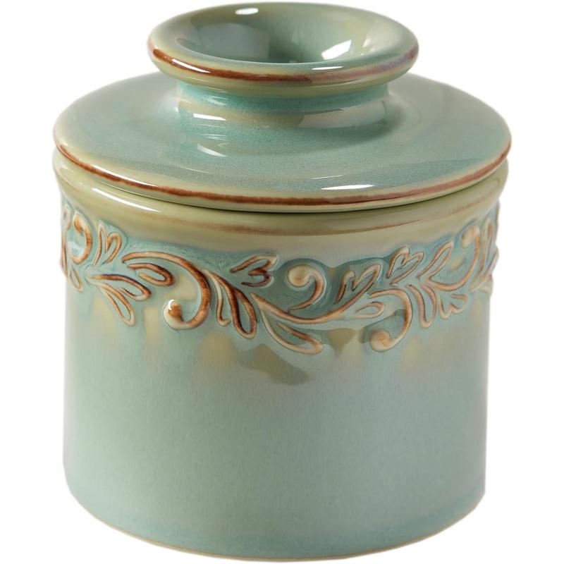 The Original crock,a Countertop French Ceramic Butter Dish Keeper for Spreadable Butter, Antique Collection