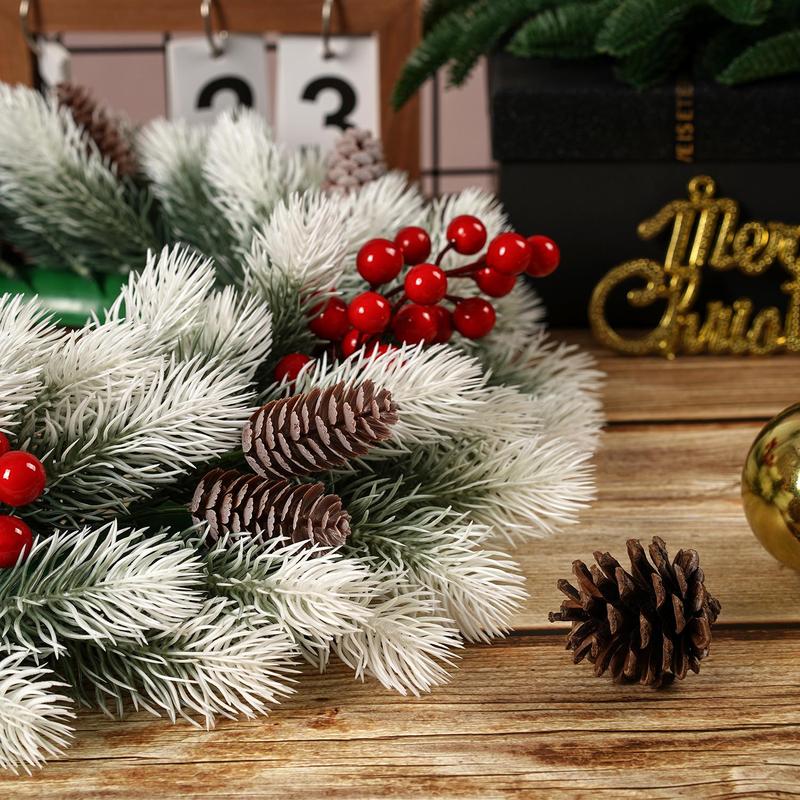 Artificial Pine Cone Berries Wreath, 1 Count Holiday Christmas Wreath for Front Door, Wall Decor Indoor Outdoor, Festive & Party Supplies