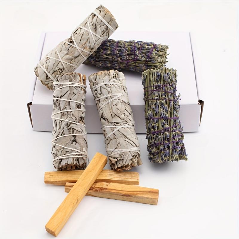 Aromatherapy Sticks Set - Hand-Tied, Natural Cleansing Bundle for Meditation, Peaceful Ambiance, Mindfulness, and Spiritual Practice with White Sage, Lavender, and Peruvian Sacred Wood