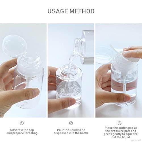 Nail Polish Remover Pump, 2 Pack Acetone Pump Dispenser, Alcohol Dispenser Push Down Empty Lockable Pump Dispenser Bottle Nail Polish and Makeup Remover, 200ml(6.8oz) Tool Container