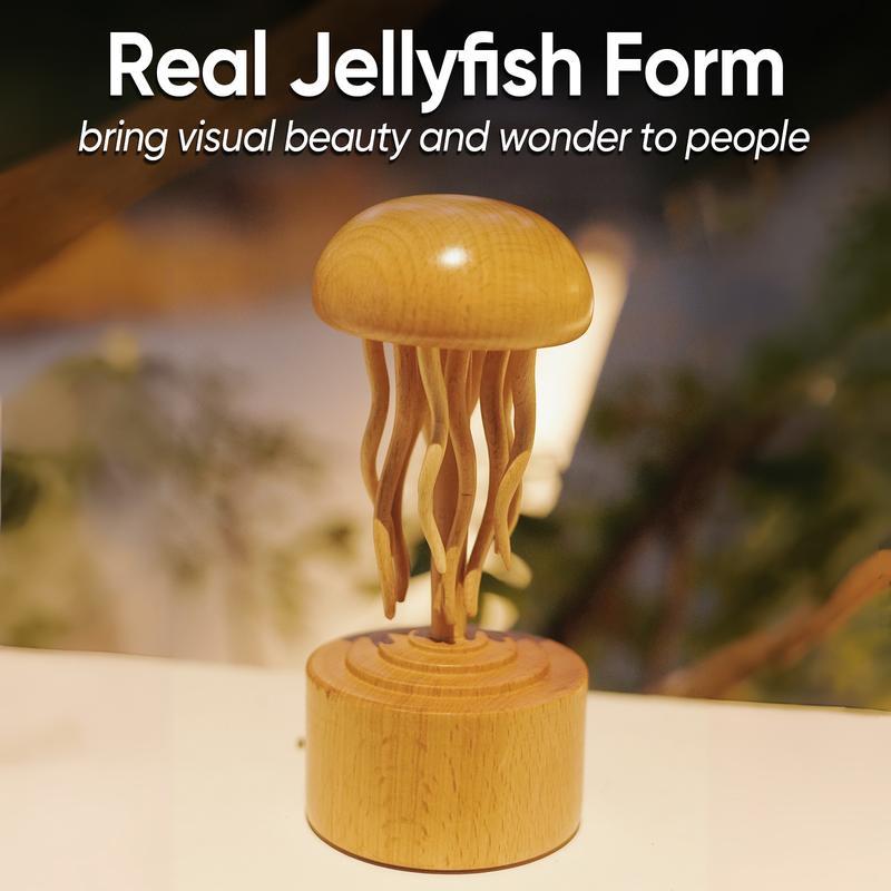 Yoonispro Handmade Self-healing Wooden Mechanical Jellyfish Creative Gift for Christmas or Birthday New House Decoration Supplies