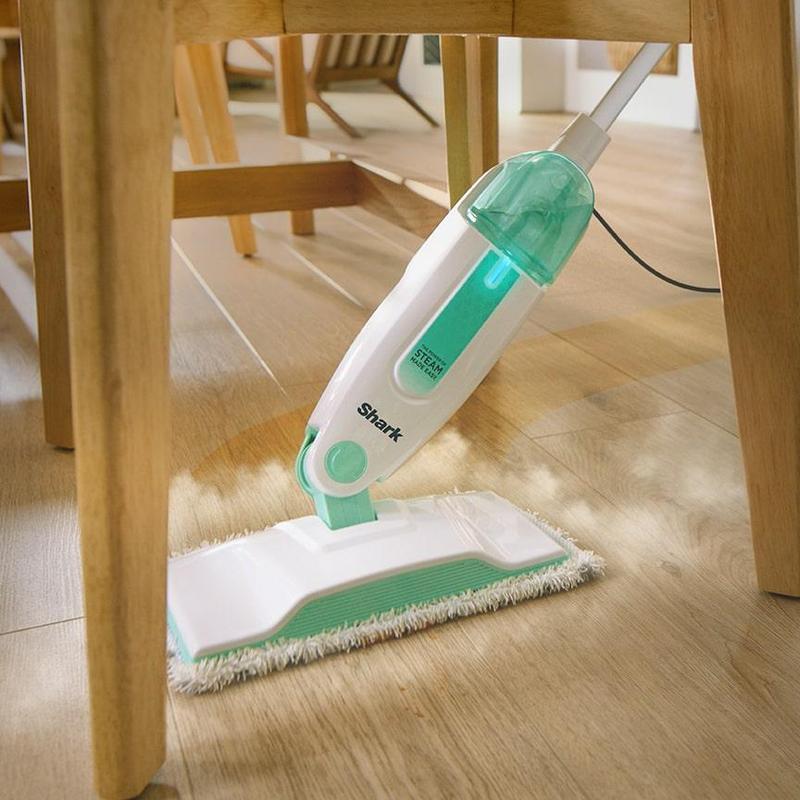 Shark S1000 Steam Mop with 2 Dirt Grip Pads, Lightweight, Safe for all Sealed Hard Floors like Tile, Hardwood, Stone, Laminate, Vinyl & More, Machine Washable, Removable Water Tank, White Seafoam