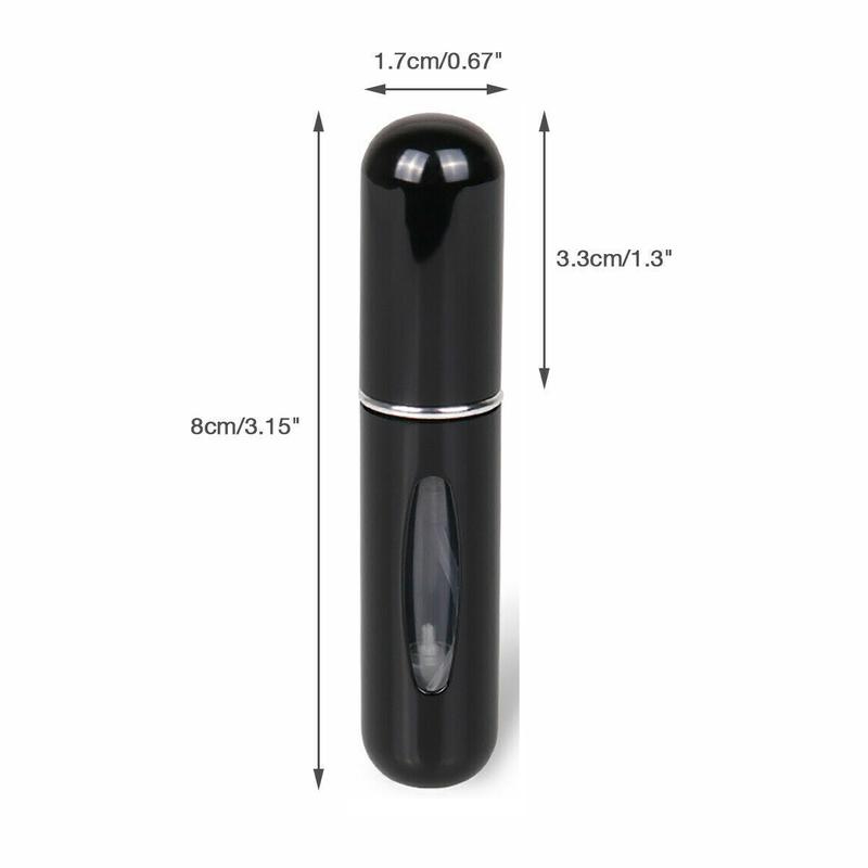 5ML Black and White Pocket Size Perfume Dispenser Bottle Refillable Spray Pump Empty Case 4PCS Set Organiser