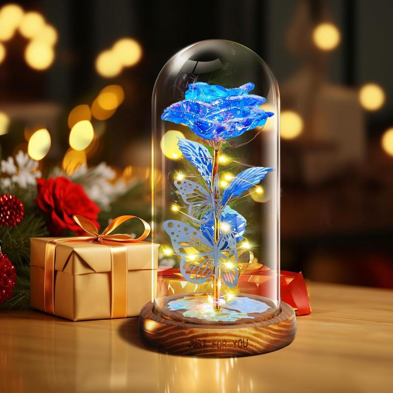 Roses Gifts for Women, Blue Colorful Artificial Flower Light Up Rose in  Dome - Women Gifts for Mothers Day, Birthday Gifts for Girlfriend, Wife, Daughter, Anniversary