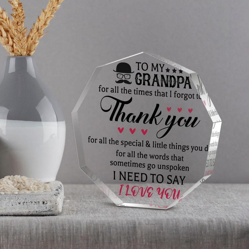 Letter Pattern Irregularly Shaped Acrylic Plaque, 1 Count Grandpa Gift, Creative Birthday Gift for Grandpa, Emotional Connection Gift