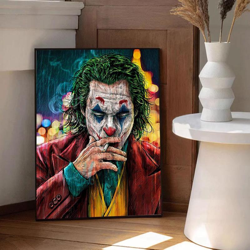 Joker Character Pattern Unframed Painting, 1 Count Modern Canvas Wall Art, Wall Decor for Home Living Room Bedroom Office School