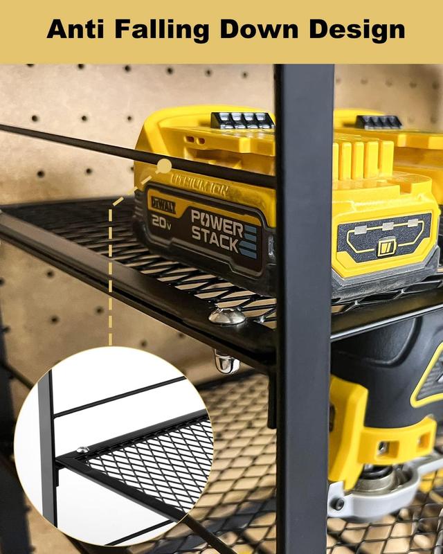 4 Layers Power Tool Organizer Alloy Steel Storage Rack Large Capacity Wall Mount Drill Rack Heavy Duty for Garage Guarantee