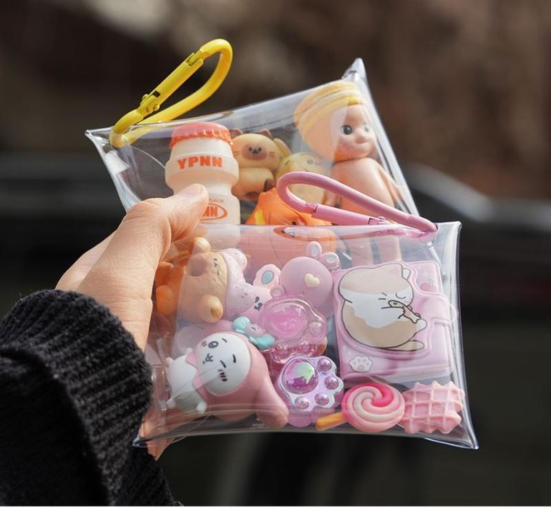 Clear Mini Gacha Figure Carrying Storage Pouch Random Toy Figure Collecting Pouch 2PCS SET- Kpop style, korea Brand