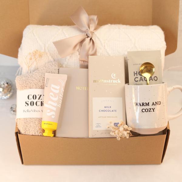 Thinking of You Gift Box with Blanket | Cozy Gift for Her | Christmas Gift Basket