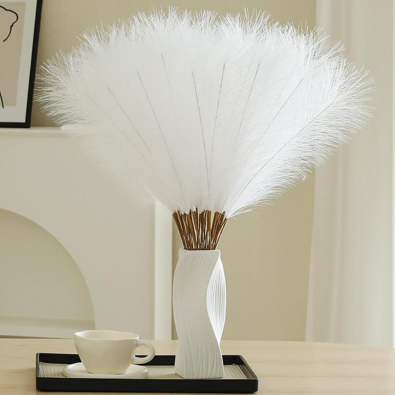 30pcs White pampas grass - 24 Inch Faux Pampas Grass decor, Artificial Tall Pampas Grass for Wedding Flower Arrangement, Party Decorations, Home Decor (White)