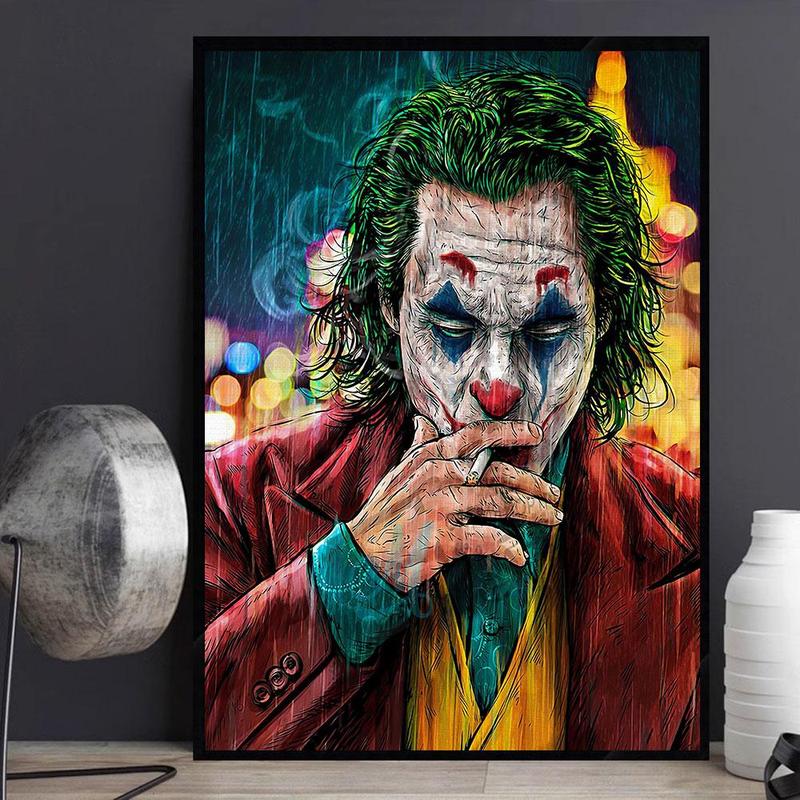 Joker Character Pattern Unframed Painting, 1 Count Modern Canvas Wall Art, Wall Decor for Home Living Room Bedroom Office School