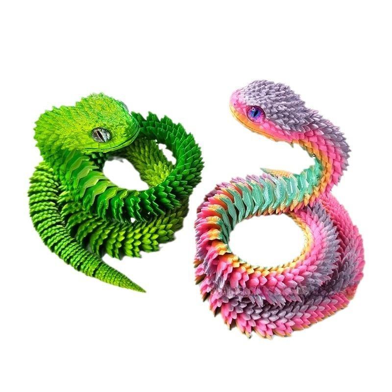 3D Printed Snake Statue, 1 Count Colorful Gradient Design Snake Ornament, Joint Movable Snake Decoration, Party Gift for Friends