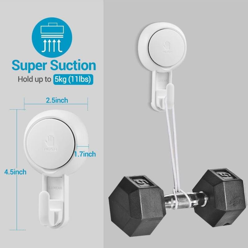 Suction Hooks Powerful Vacuum Suction Cup Hooks- Heavy Duty for Shower, Waterproof Suction Hanger for Bathroom Kitchen Towel, Robe, Loofah Removable and Reusable for Bags Coat (2 Pack) Organiser Hangable