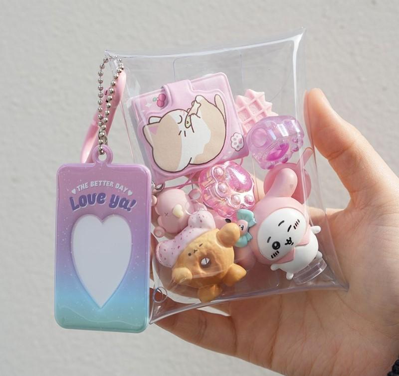 Clear Mini Gacha Figure Carrying Storage Pouch Random Toy Figure Collecting Pouch 2PCS SET- Kpop style, korea Brand