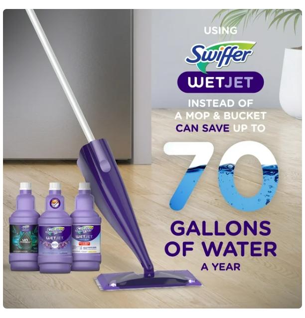 Swiffer WetJet Mop Starter Kit (1 Mop, 5 Mop Pads, 1 Liquid Solution)