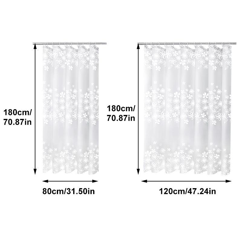 Floral Pattern Shower Curtain, Multi-size Waterproof Mildew Proof Adjustable Foldable Shower Curtain with Hook, Bathroom Supplies for Home Dormitory Hotel Salon