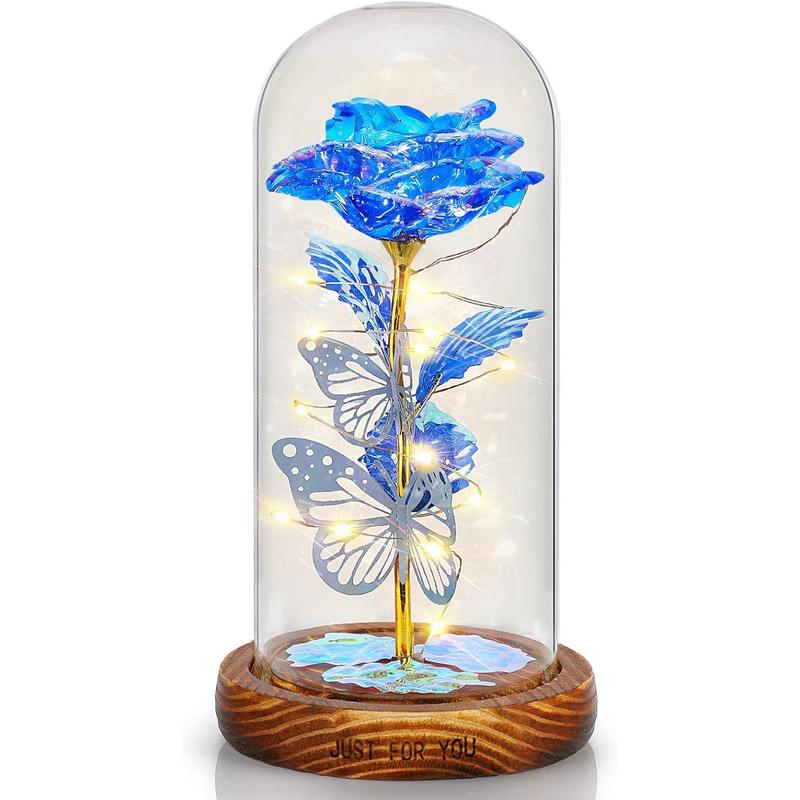 Roses Gifts for Women, Blue Colorful Artificial Flower Light Up Rose in  Dome - Women Gifts for Mothers Day, Birthday Gifts for Girlfriend, Wife, Daughter, Anniversary