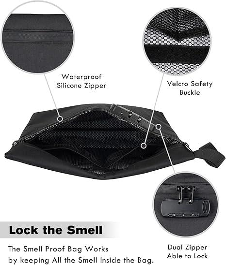 SafeDelux Smell proof Bag with Combination Lock 11.5x8.6 Inch Odor-proof Container Carbon Lining, Durable Organizer Cases–Great Gift for Father's Day Pouch Friend