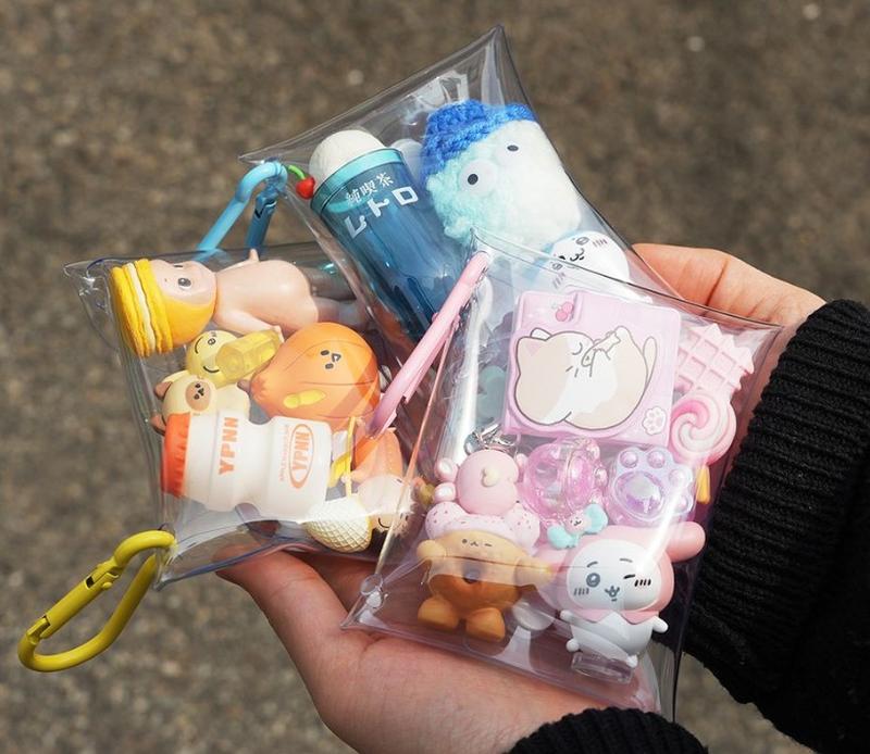 Clear Mini Gacha Figure Carrying Storage Pouch Random Toy Figure Collecting Pouch 2PCS SET- Kpop style, korea Brand