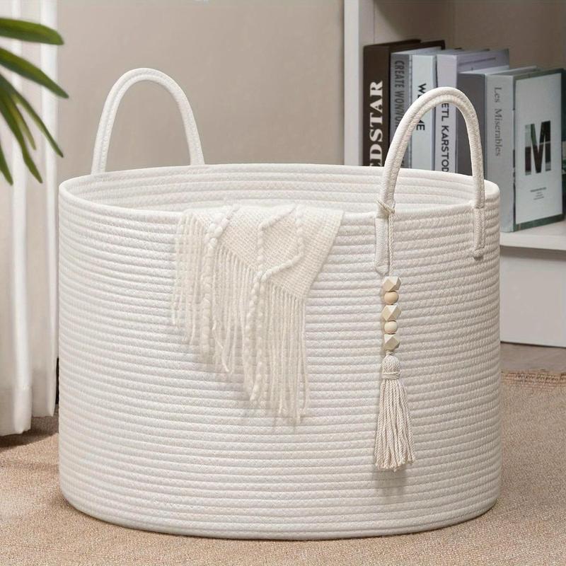 Large Laundry Basket, 1 Count Decorative Woven Toy Clothes Sundries Book Storage Basket with Handle, Household Storage Basket for Living Room, Bedroom, Home, Dormitory