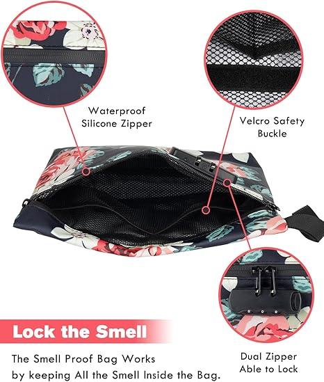 SafeDelux Smell proof Bag with Combination Lock 11.5x8.6 Inch Odor-proof Container Carbon Lining, Durable Organizer Cases–Great Gift for Father's Day Pouch Friend