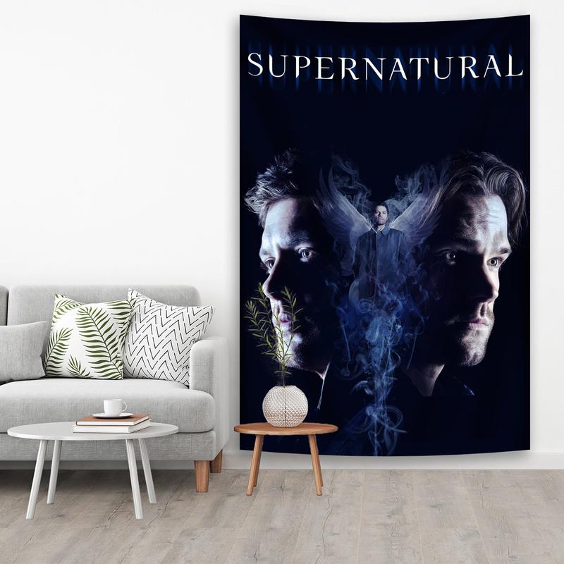 Classic Tv Supernaturals Characters Winchester Brothers Psychedelic Tapestry Boho Hanging Decor Summer Beach Towel Shawls tapestry for bedroom University Dormitory