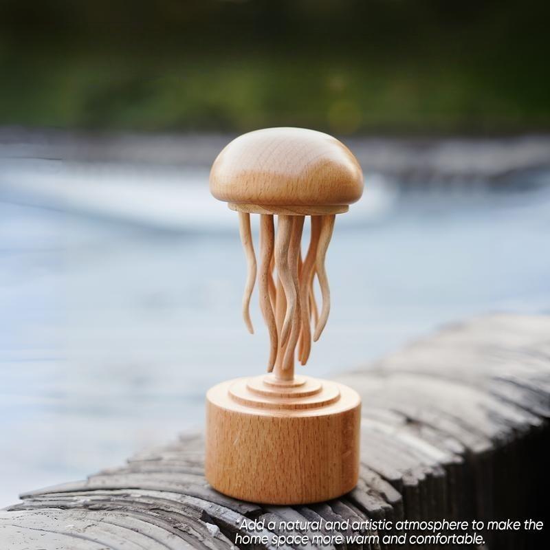 Yoonispro Handmade Self-healing Wooden Mechanical Jellyfish Creative Gift for Christmas or Birthday New House Decoration Supplies