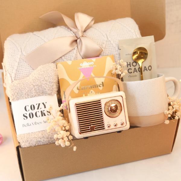 Thinking of You Gift Box with Blanket | Cozy Gift for Her | Christmas Gift Basket