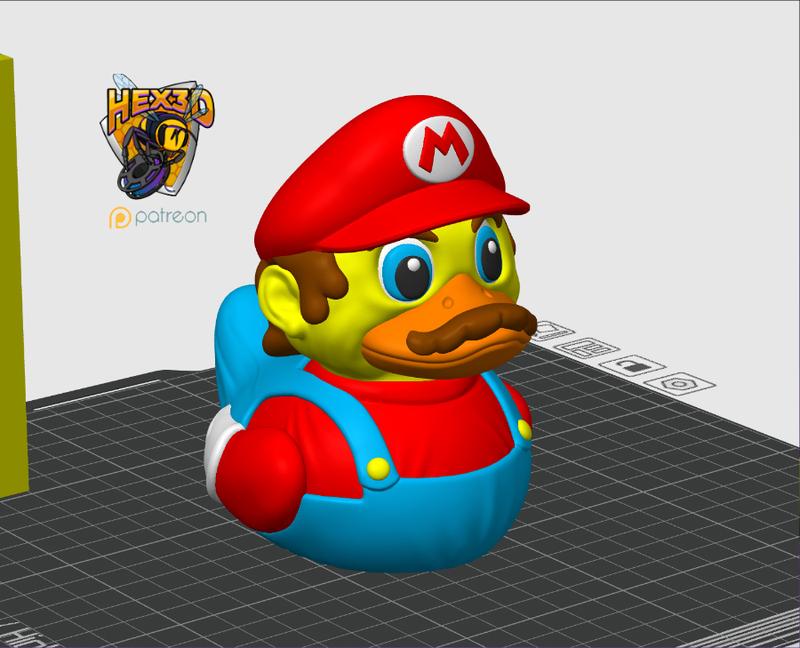 3D Printed Mario Figurine for Duck Collectors and More - Quirky Home Decor by Hex3D Multicolor Ornaments jeep duck