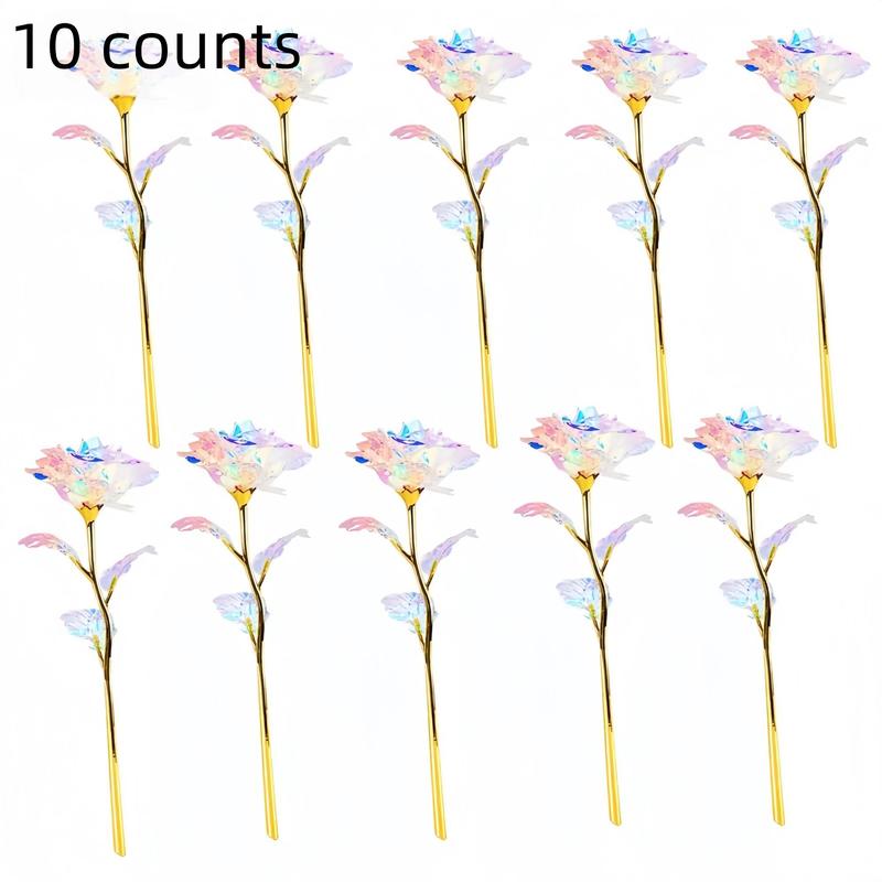 Artificial Crystal Rose Flower, 10pcs set Colorful Romantic Creative Flower Shaped Gift Box Filler, Party Decoration Supplies for Wedding Birthday Festival