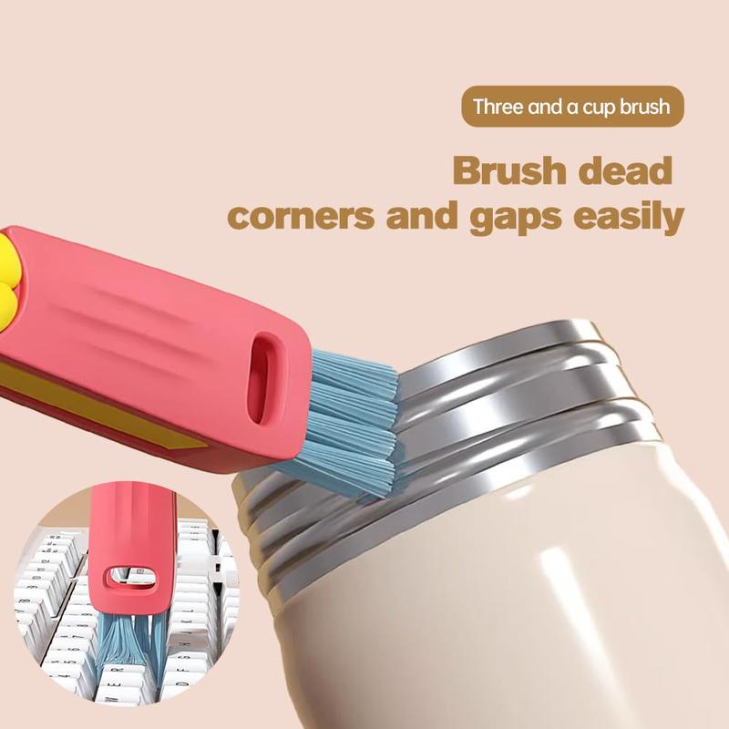 Cup Lid Cleaning Brush, 3 Counts Portable Cup Lid Cleaner, Multifunctional Cleaning Brush for Bottle Gap Tight Spaces Cup