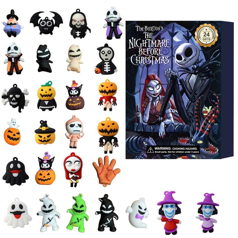 Halloween Advent Calendar 2024, Nightmare Before Christmas Advent Calendar with 24 Classic Collectible Figures for Kids