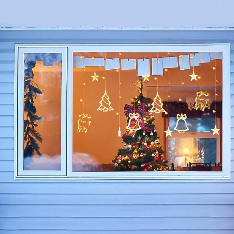 Christmas Window Hanging Curtain String Light, 1 Count Battery Powered Fairy Night Light, Decorative Light for Home Party Festival(no Battery)