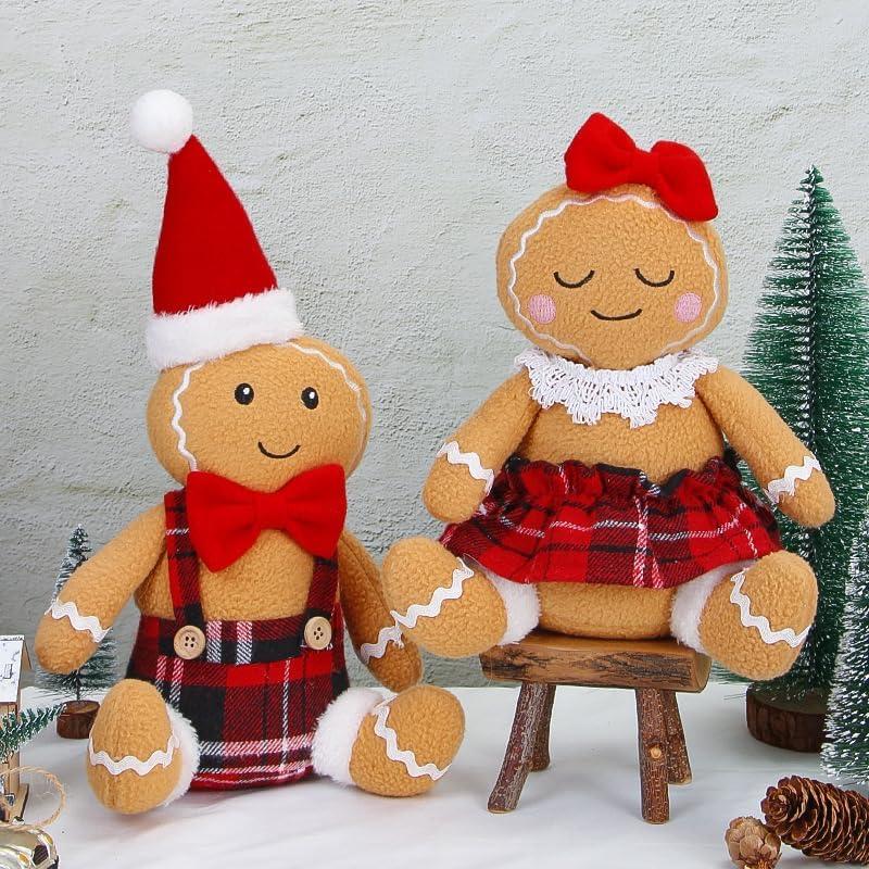 2PC Gingerbread Man Christmas Decorations Indoor for Christmas Ornament Home Decor Gingerbread Doll for Gift Door Window Table Tree Holiday Xmas Season Decor