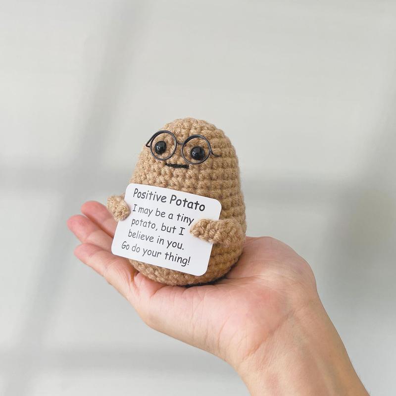 Positive Crochet Potato Funny Gifts with Encouragement Card for Cheer Up, Birthday Gifts for Friends Women, Graduation Gifts