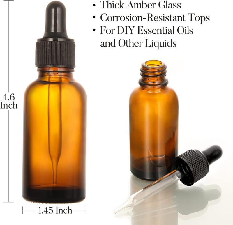 4 2 ounce leak proof essential oil bottles with 1 funnel and 4 labels - for essential oils, colognes, tinctures, cosmetics, perfume oils, beard oils, hair oils or other liquids.