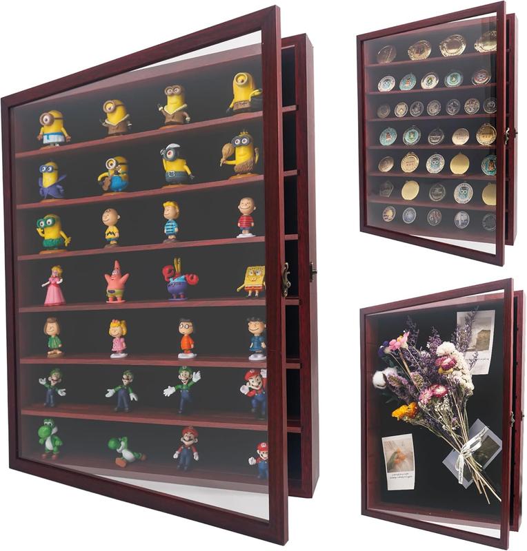 Box Frame with Removable Shelves, Deep Memory Box Display Case for Collector, Keepsake Coins Military Medals Pins Wedding Flowers Black White 11x14 12x16