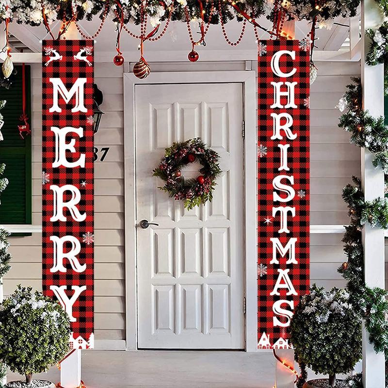 Christmas Door Banner,70.8 x 11.8 inchs Merry Christmas for Home 2024, Chritsmas New Year Nutcraker Door Hanging Flag Decoration