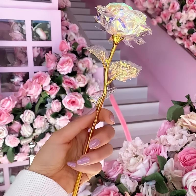 Artificial Crystal Rose Flower, 10pcs set Colorful Romantic Creative Flower Shaped Gift Box Filler, Party Decoration Supplies for Wedding Birthday Festival