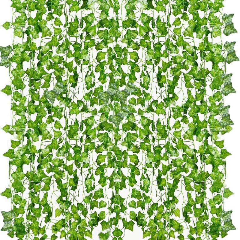 12 Pack 84 Feet Fake Ivy Leaves Vines Artificial Garland Greenery Hanging Plants for Bedroom Decor Aesthetic, Party Wedding Wall Decorative Fruit Plastic Door Decoration Ornaments Flower Silk Floral Leaf