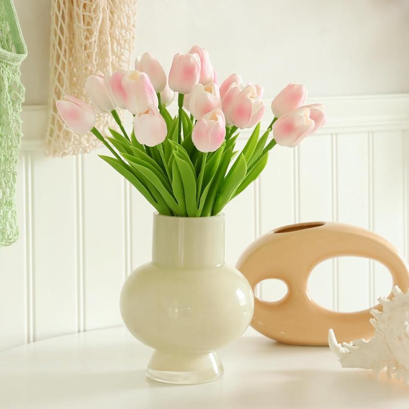 Light Pink Artificial  - 20 Tulips Realistic Touch Spring Summer  , for Home Decor, Outdoor Garden Parties and Wedding Decorations, Mother's Day, Valentine's Day, Easter Gifts