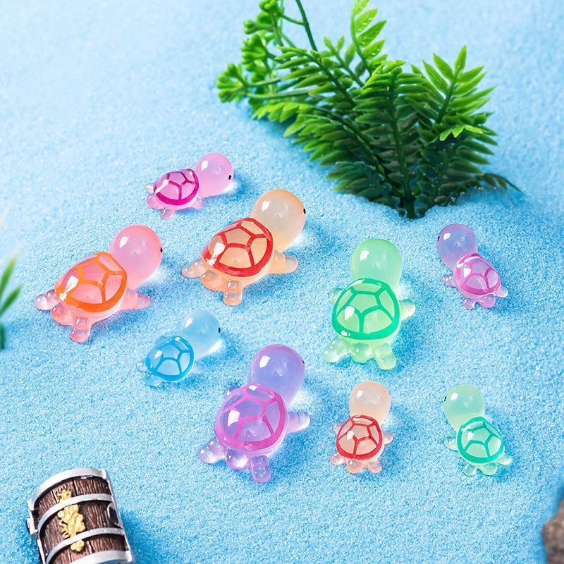 Random Color Luminous Turtle Decoration, 10 20pcs Mini Turtle Ornament, Halloween DIY Micro Landscape Mini Desktop Car Decoration Ornaments, DIY Supplies